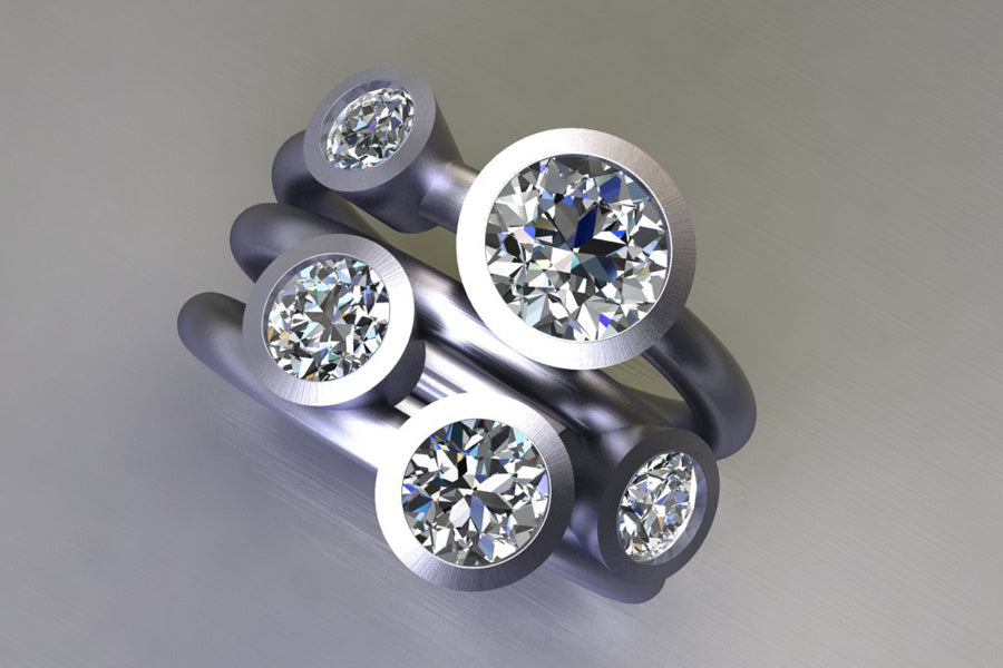 Five Stone Round Brilliant Cut Diamond Platinum Ring Design