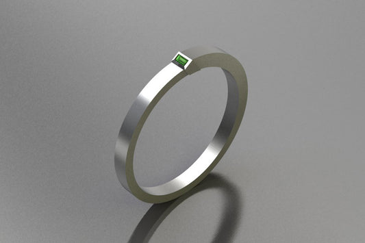 Silver Bangle Design with Baguette Green Tourmaline