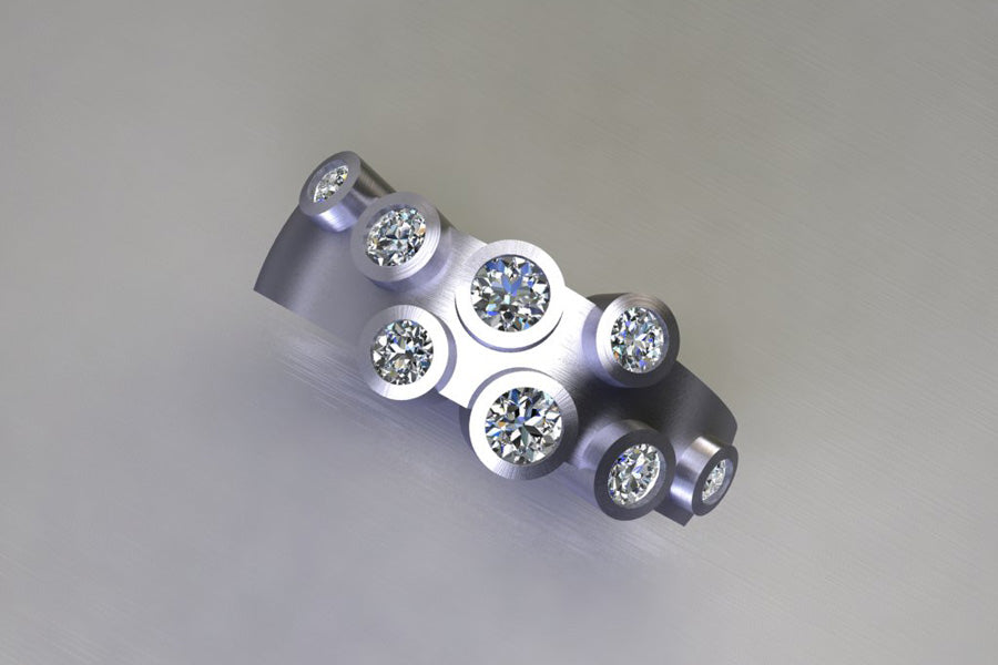 Multi Set Brilliant Cut Diamond Platinum Ring Design