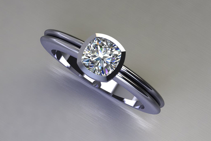 Cushion Cut Diamond Platinum Ring Design