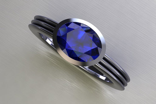 Oval Cut Blue Sapphire Platinum Ring Design