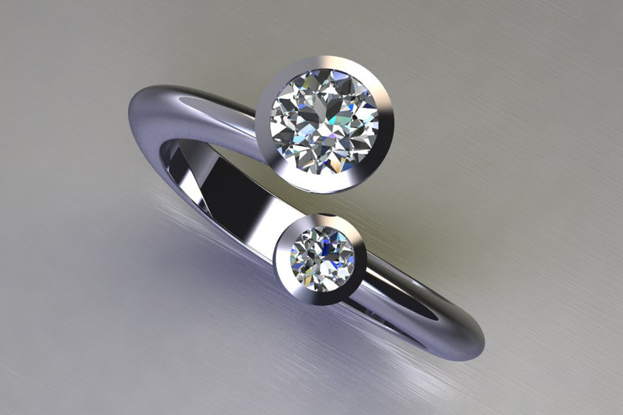 Two Stone Round Brilliant Cut Diamond Platinum Ring Design