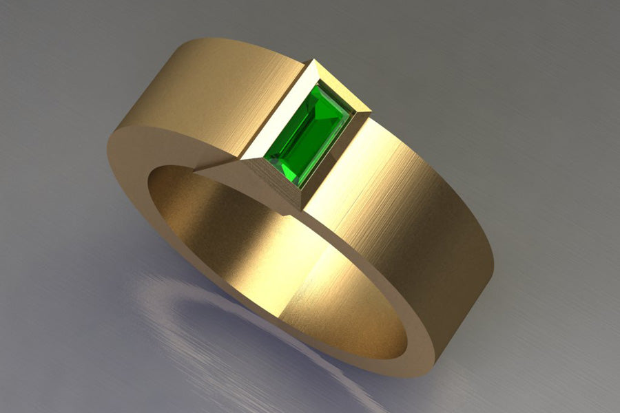 Baguette Cut Tsavorite 18ct Yellow Gold Ring Design