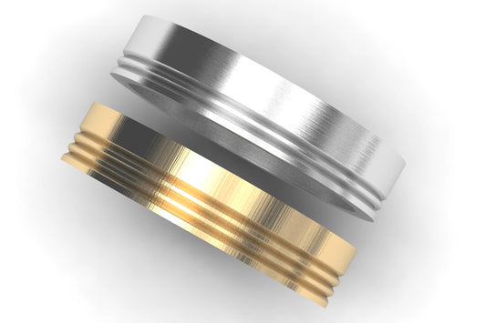 Groove Patterned Platinum & 18ct Gold Wedding Ring Designs