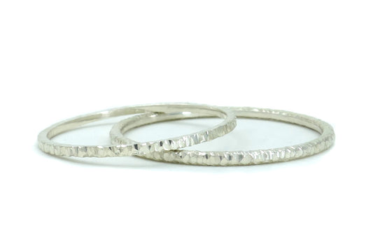 Crease Hammered Silver Bangles