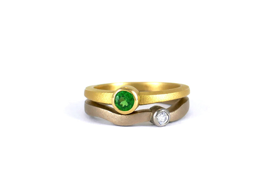 Tsavorite & Diamond 18ct Yellow & White Gold Ring