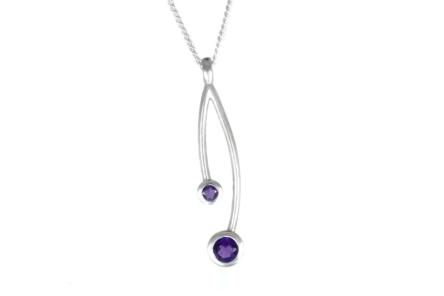 Branch Design Amethyst Silver Necklace