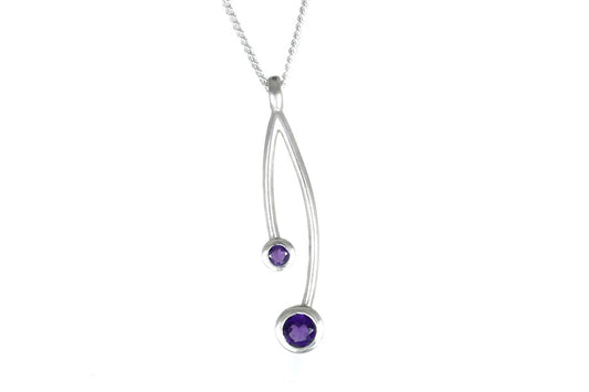 Branch Design Amethyst Silver Necklace