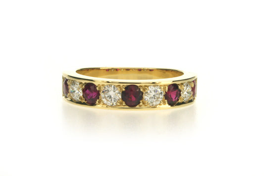 Diamond & Ruby 18ct Gold Eternity Ring