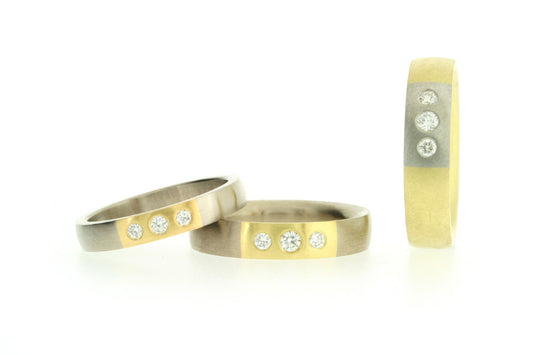 Diamond Set 18ct Gold & Platinum Three Stone Rings