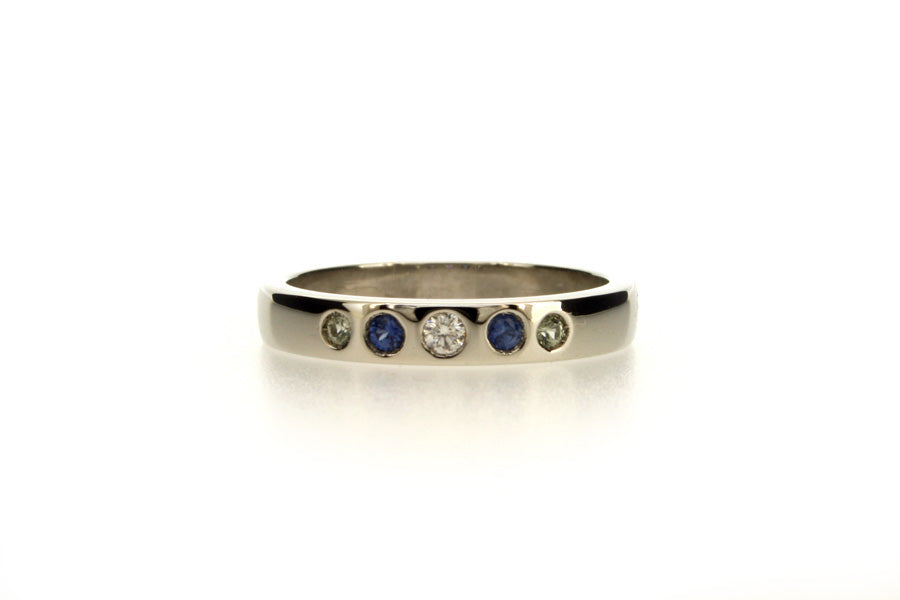 Diamond & Sapphire Set Platinum Ring