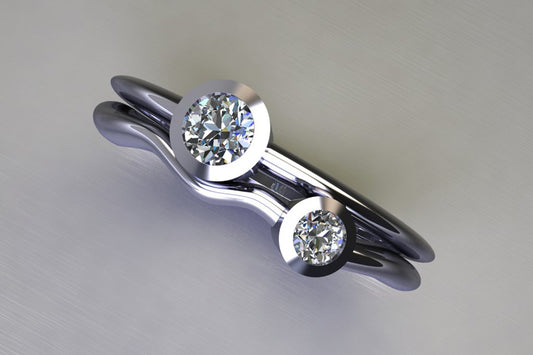 Two Stone Round Brilliant Cut Diamond Platinum Ring Design