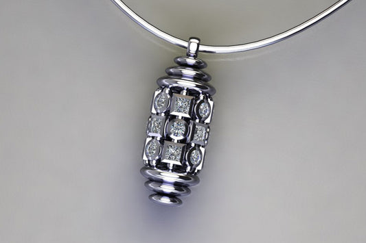 Diamond Set Platinum Capsule Pendant Design