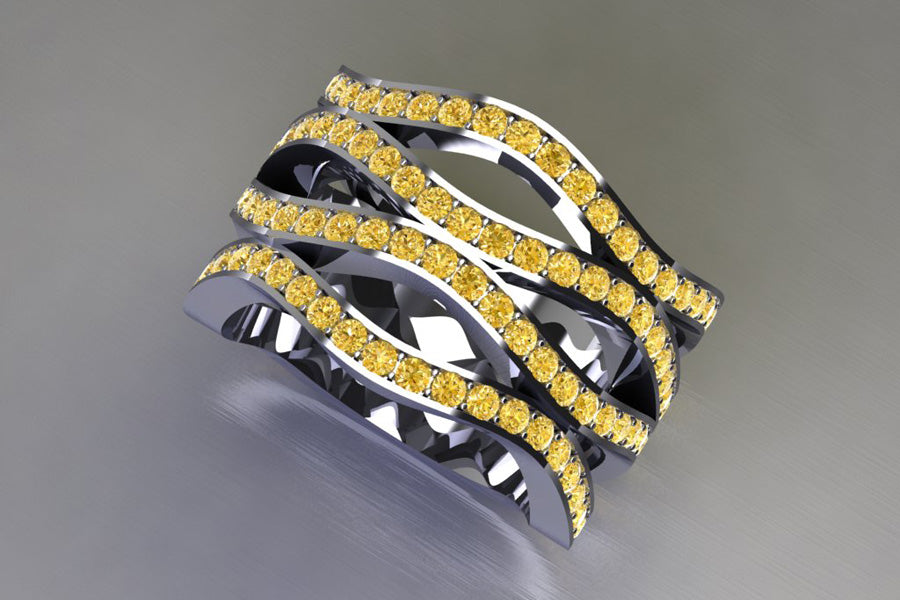 Yellow Diamond Set 18ct White Gold Ring Design