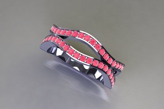 Harmonic Wave Pink Diamond Set Platinum Ring Design