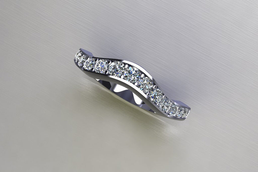 Graduated Diamond Set Platinum Ring Design