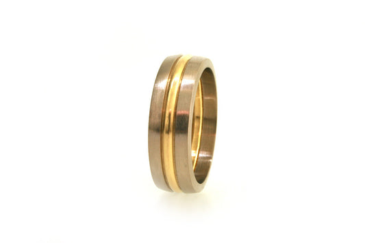 Three Coloured Band 18ct Gold Wedding Ring