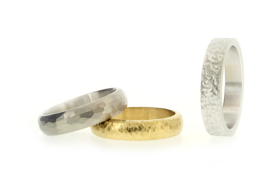 Hammered & Textured Patterned Wedding Rings
