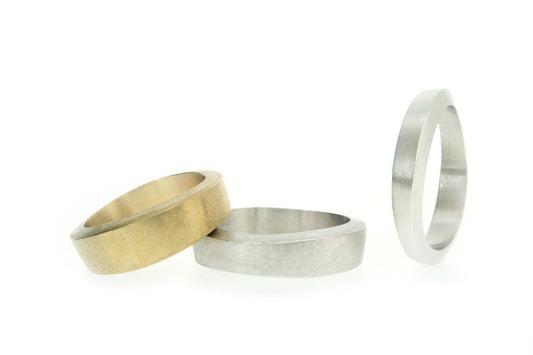 9ct Gold & Platinum Shaped Wedding Rings