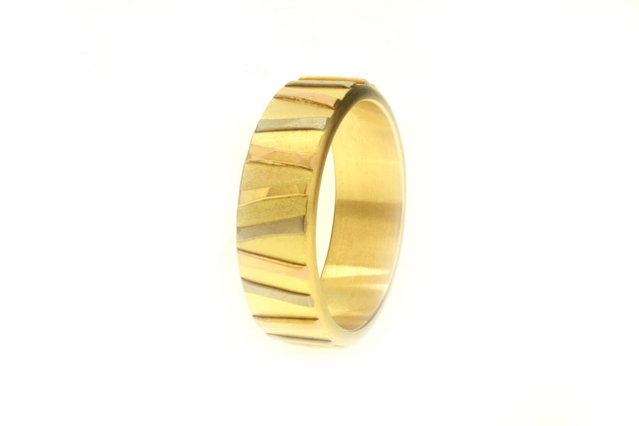 Multi Coloured Striped 18ct Gold Ring