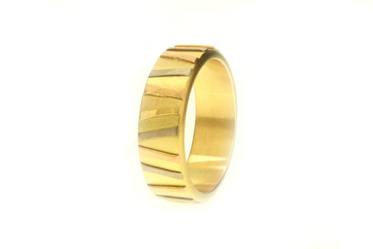 Multi Coloured Striped 18ct Gold Ring