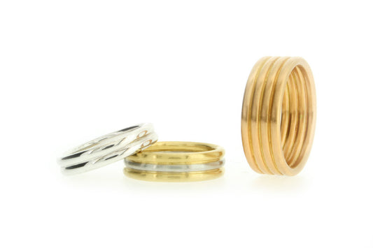 Multi Band Platinum & 18ct Gold Wedding Rings