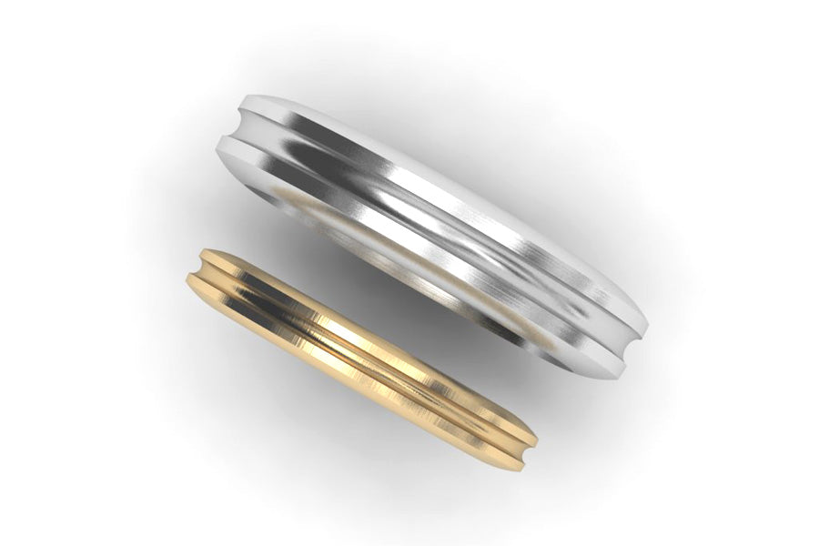 Groove Patterned Palladium & 18ct Gold Wedding Ring Designs