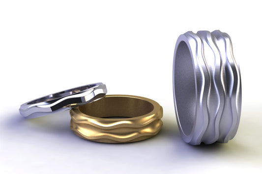 Ripple Design Platinum & 18ct Gold Wedding Rings
