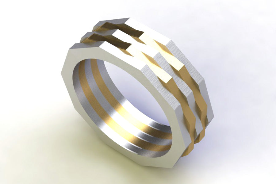 Ten Sided Two Coloured 18ct Gold Ring Design