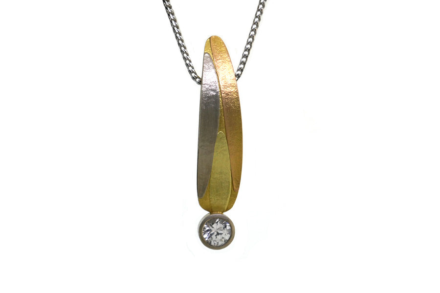 Leaf Design White Sapphire 18ct Coloured Gold Necklace