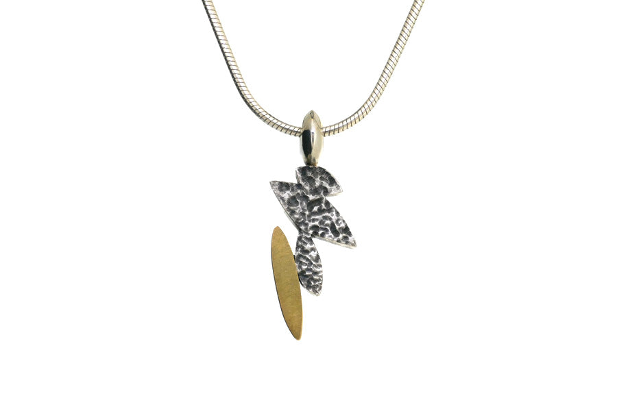 Marquise Design Silver & 18ct Gold Necklace