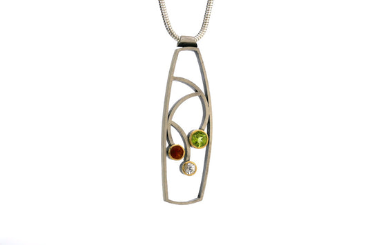 Peridot, Citrine & White Sapphire Silver Necklace