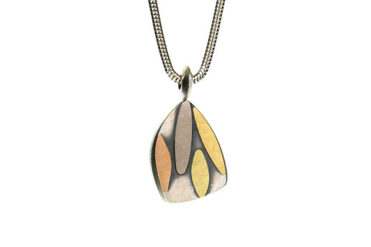 Leaf Design Silver & 18ct Gold Necklace