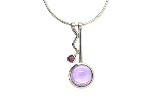 Wiggle Design Amethyst & Garnet Silver Necklace