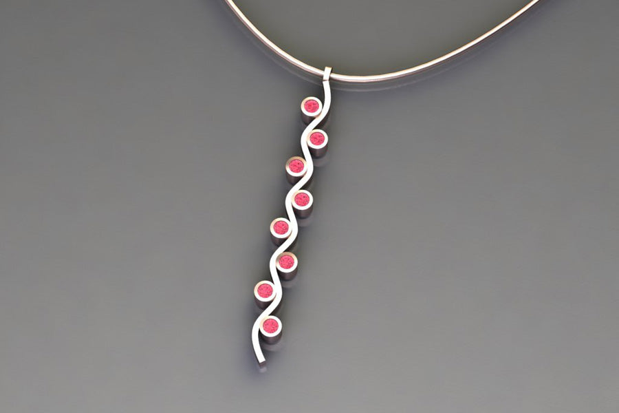 Pink Diamond 18ct Red Gold Wave Necklace Design