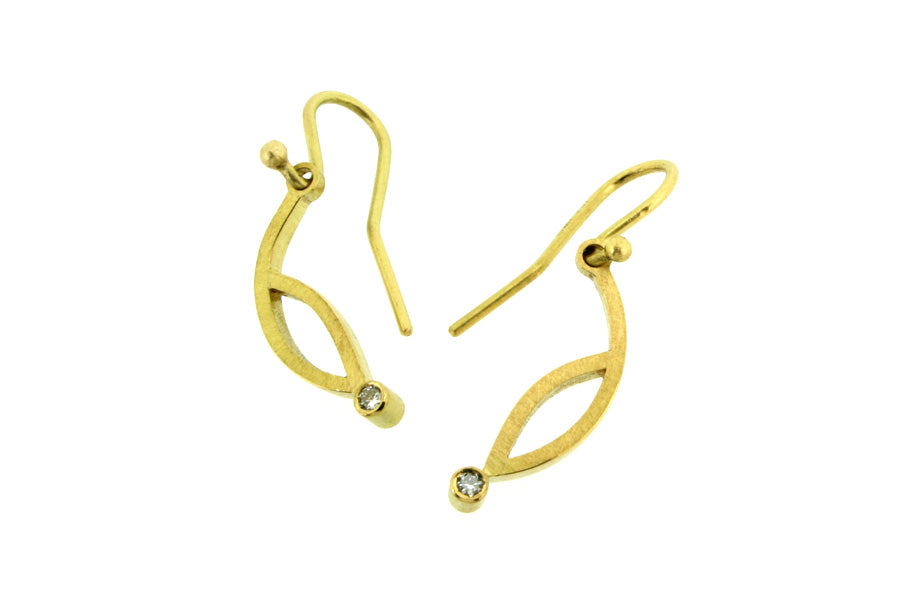 Frame Design 18ct Yellow Gold Diamond Earrings