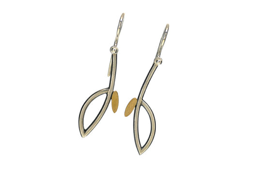 Medium Frame Design Silver & 18ct Gold Earrings