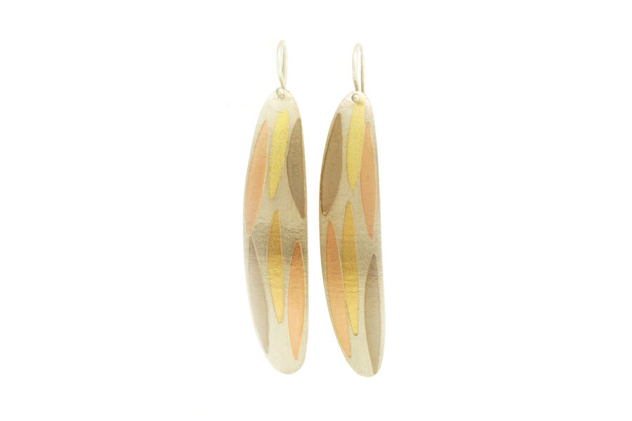 Leaf Design Silver & 18ct Gold Earrings