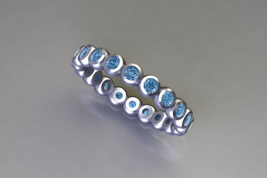 Round Brilliant Cut Blue Diamond Platinum Ring Design
