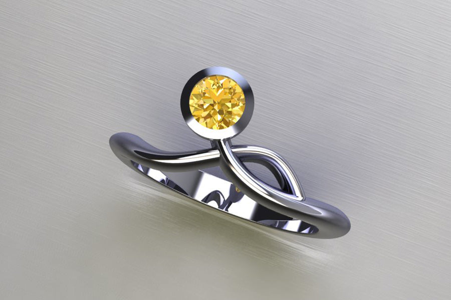 Yellow Diamond Platinum Ring Design