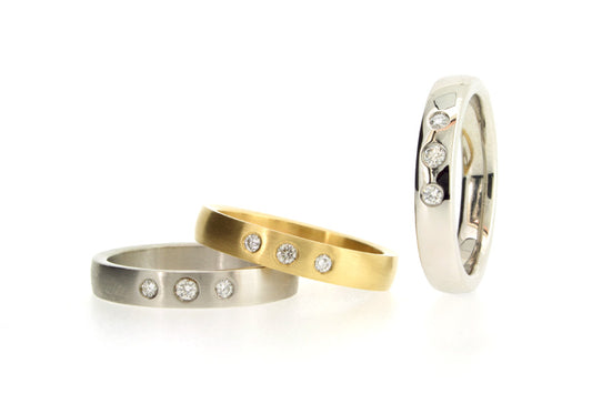 Diamond Set 18ct Gold & Platinum Three Stone Rings