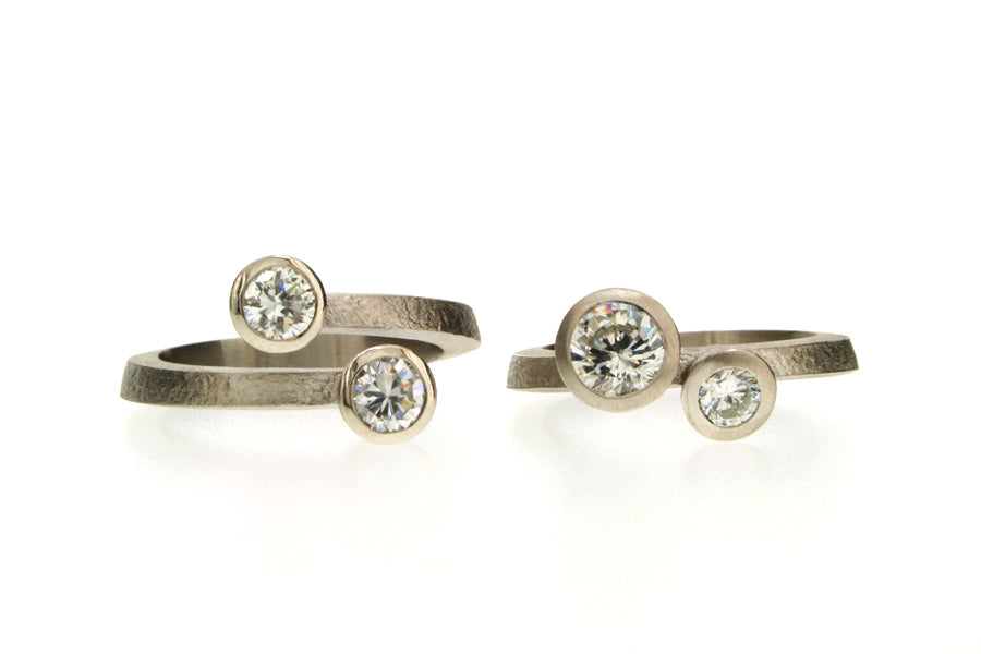 Two Stone Round Brilliant Cut Diamond Platinum Rings