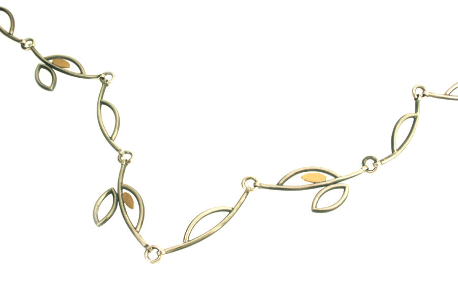 Frame Design Silver & 18ct Gold Necklace : 11 Link