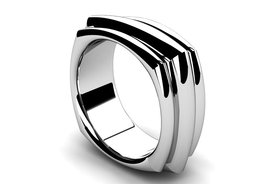 Square Shaped Platinum Wedding Ring Design