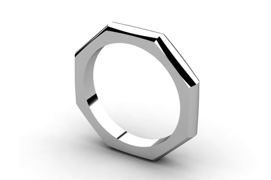 Octagonal Shaped 18ct White Gold Ring Design