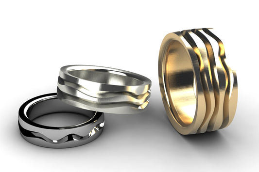Stream Patterned Platinum & 18ct Gold Wedding Ring Designs