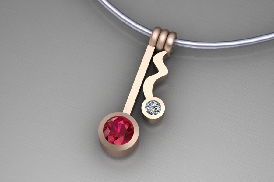 Wiggle Design Ruby & Diamond 18ct Red Gold Necklace