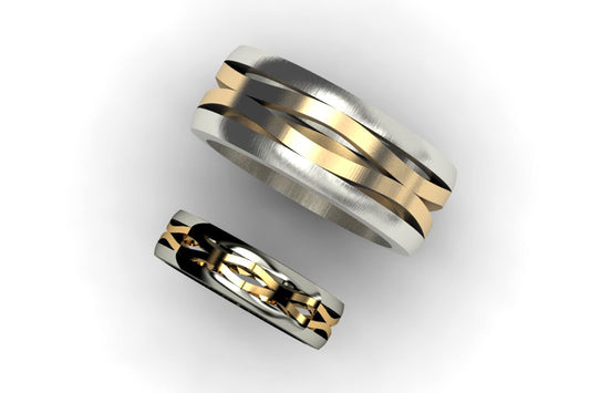 Harmonic Wave Design 18ct Gold Rings